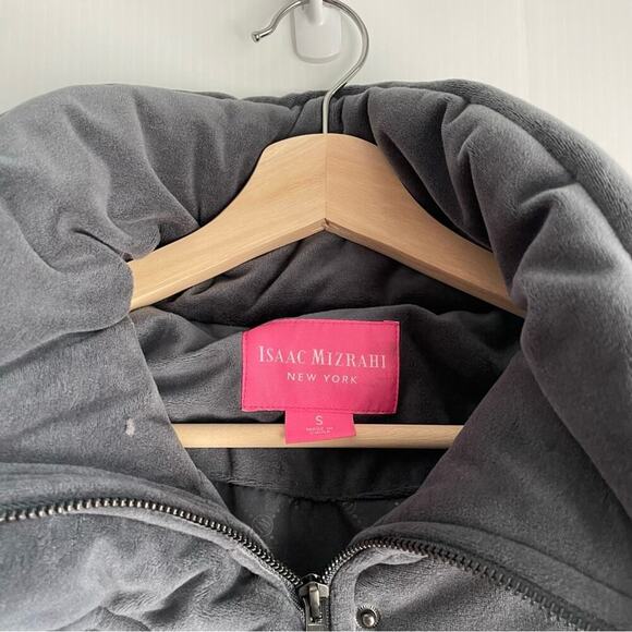 Isaac Mizrahi NY velvet puffer winter jacket grey size small - Picture 3 of 10